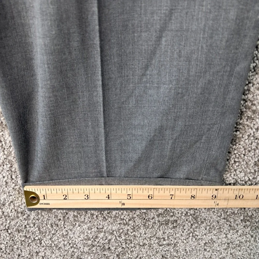 Haggar Mens Pleated Dress Pants Gray Wool Blend Cuffed Trousers 40x30